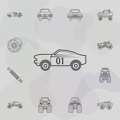 Racing muscle car icon. Bigfoot car icons universal set for web and mobile