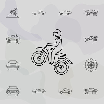 The rider raises the wheel icon. Bigfoot car icons universal set for web and mobile