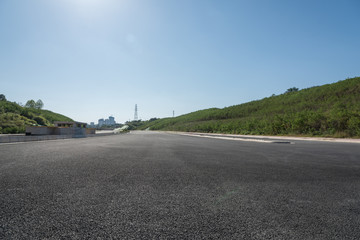 New tarmac road with sky low angle perspective landscape