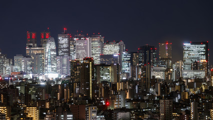 Fototapeta na wymiar 文京区から見た新宿副都心ビル群の夜景