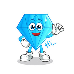 diamond waving mascot vector cartoon illustration