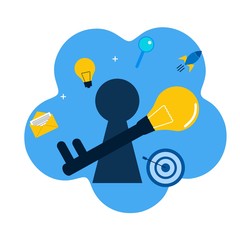creative concept idea key to success,Vector Illustration, Suitable For web landing page,Wallpaper, Background, Card, banner,Book Illustration