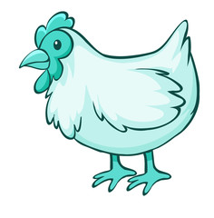 Blue chicken on white background