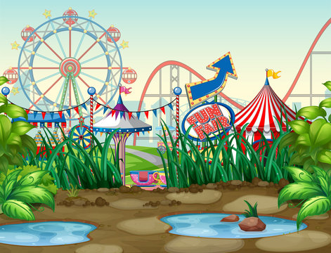 Scene background design with circus rides