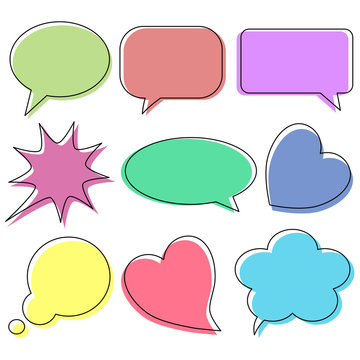 Set of colorful speech bubble vector isolated on white background.