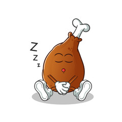 fried chicken sleep mascot vector cartoon illustration