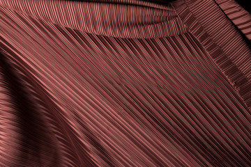 Pleat Fabric in long line drape with shadow, pleated style of textile pattern in red burgundy color put in layer design wave wallpaper, studio lighting close up background image