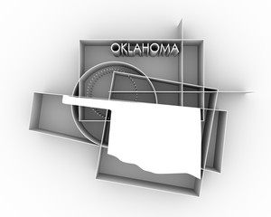 Image relative to USA travel. Oklahoma state map with abstract geometry shapes and lines. 3D rendering