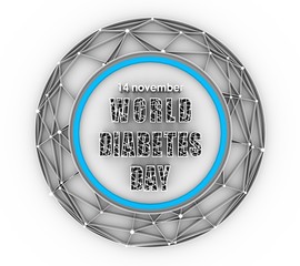 World Diabetes Day, November 14. Illustration for card, poster or banner. Connected lines with dots frame. 3D rendering