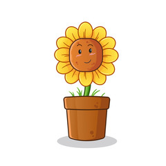 sunflower shy mascot vector cartoon art illustration