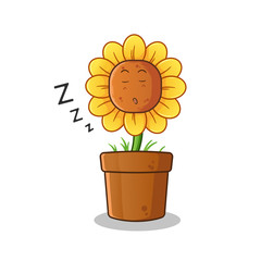 sunflower sleep mascot vector cartoon illustration