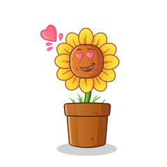 sunflower fall in love mascot vector cartoon art illustration