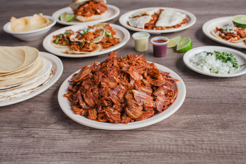 Tacos al Pastor, taco meat Mexican food in Taqueria Mexico City