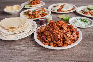 Meat for Tacos al Pastor, Mexican food in Taqueria Mexico City