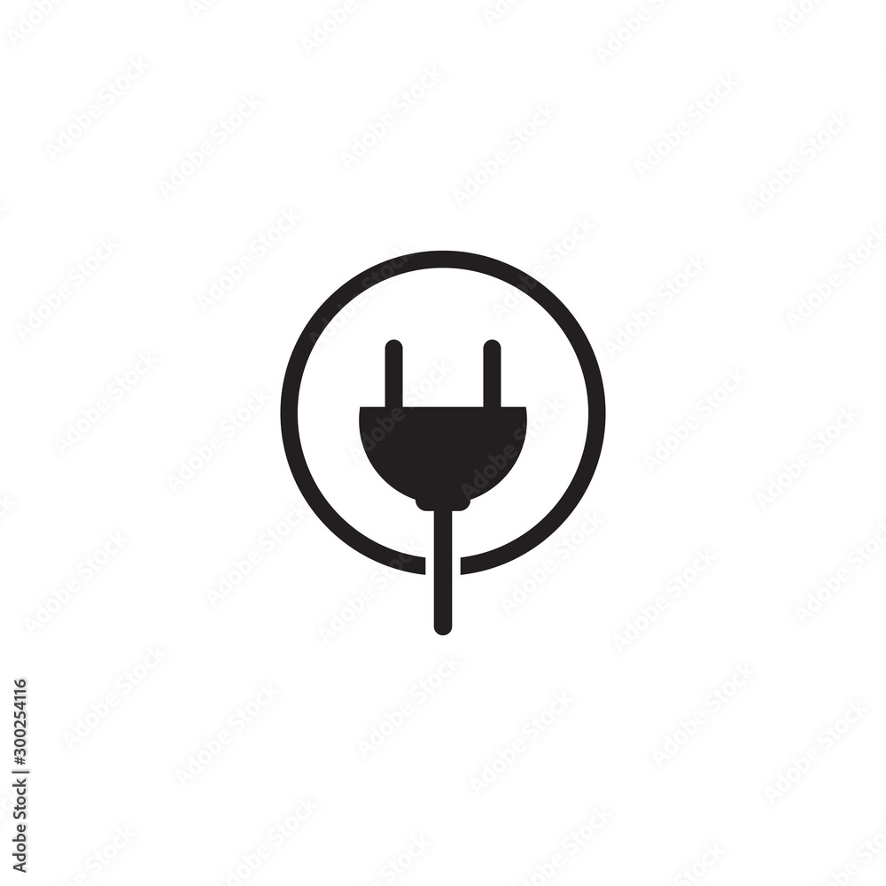 Wall mural electric cable plug in logo design template