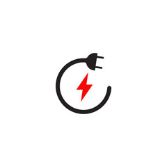 Electric cable plug in logo design template