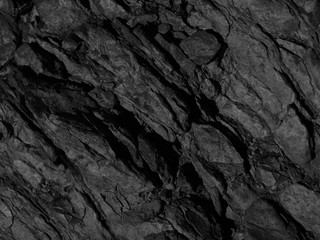 Black rock background. Dark gray stone grunge background. Rock texture.