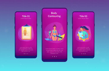 Plastic surgeons doing pencil marks and preparing body contouring of woman. Body contouring, body correction surgery, body plastic service concept. Mobile UI UX GUI template, app interface wireframe