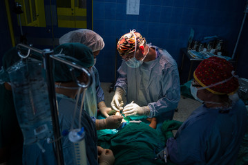 surgeons at work, child's operation.