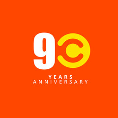 90 Year Anniversary Vector Template Design Illustration