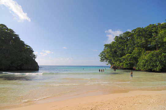 View of Frenchmen's cove beach in Jamaica