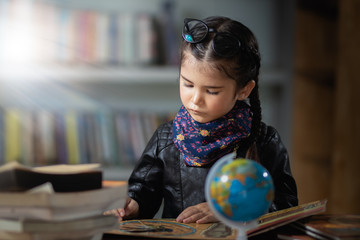 foreigner girl learning in the classroom with happy.