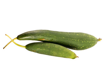 Ripe Luffa fruits on a white background