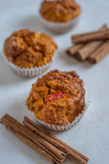 Home made Autumn Pumpkin Spice Muffins on a table