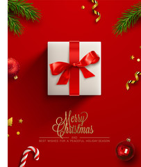 Christmas background, banner, frame, header, background or greeting card design. Vector Illustration