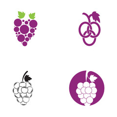 set of grapes logo template vector icon illustration