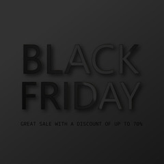 Black Friday discount card with black text. Vector