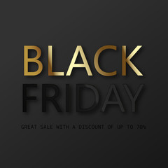 Black Friday discount card with black text. Vector