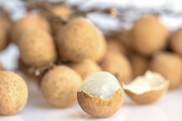 Close up fresh Longan fruit isolated on white background.(Dimocarpus longan)