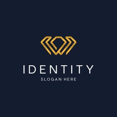 Obraz premium Letter W Diamond Luxury Creative Icon Logo Design Template Element Vector