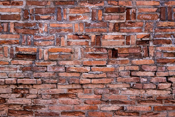 Old red brick wall texture grunge background, can for interior design