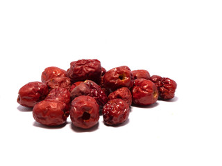 Chinese jujube or red date isolated on white background.