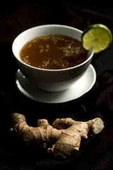 aguapanela with ginger and lemon