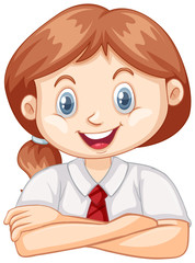 One happy girl on white background