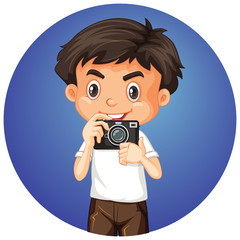 Fototapeta premium Cute boy on round background