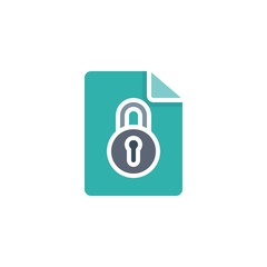 File security lock flat icon, vector sign, Locked document file colorful pictogram isolated on white. Symbol, logo illustration. Flat style design