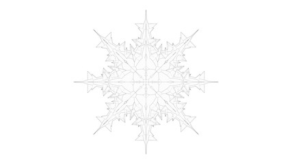 3d rendering of a crystal snowflake isolated on white background