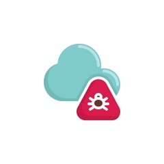 Data server cloud with virus bug flat icon, vector sign, Virus cloud colorful pictogram isolated on white. Symbol, logo illustration. Flat style design
