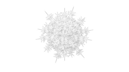 3d rendering of a crystal snowflake isolated on white background