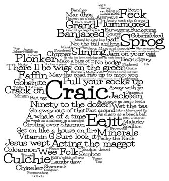 Ireland Map Made From Irish Slang Words In Vector Format.