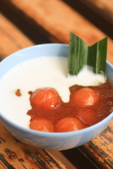 Homemade Indonesian Traditional Snacks Served With Coconut Milk