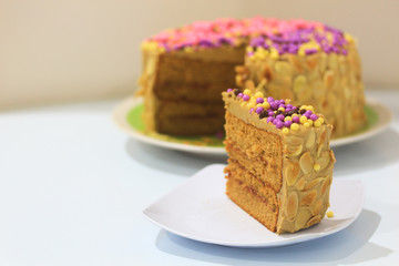 Homemade Delicious Traditional Cakes With Cream 