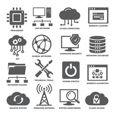 Technology icons set on white background