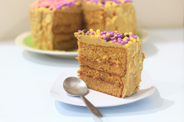 Homemade Delicious Traditional Cakes With Cream 