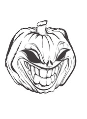 Halloween pumpkin. Pumpkin with sinister face. Autumn vacation. Vector illustration