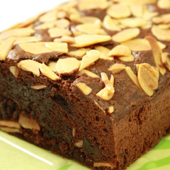 Homemade Delicious Brownies With Almond And Ice Sugar